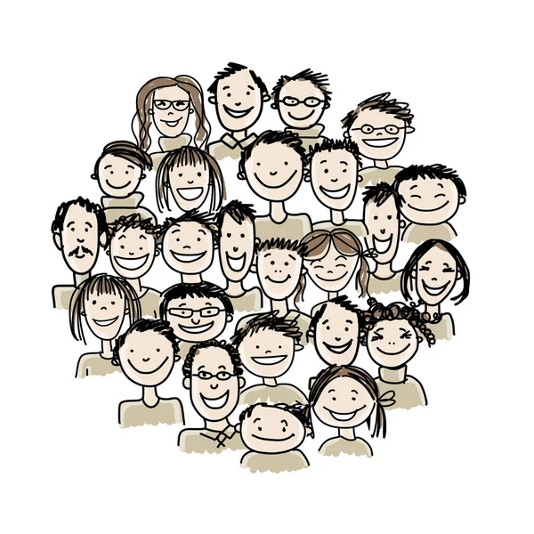 Grupo de personas, boceto para su diseño — Archivo Imágenes Vectoriales
