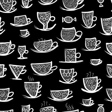 Süslü kupalar kümesi. Tasarımınız için seamless modeli