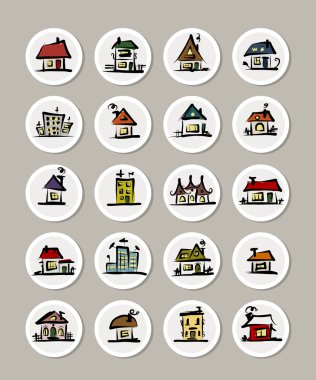 Evlerin tasarımınız için simge kümesi