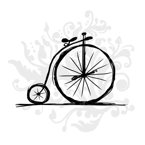 Bicycle retro, sketch for your design — Stock Vector