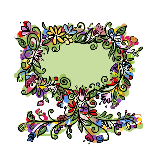 Arbre floral avec cadre pour votre texte — Image vectorielle