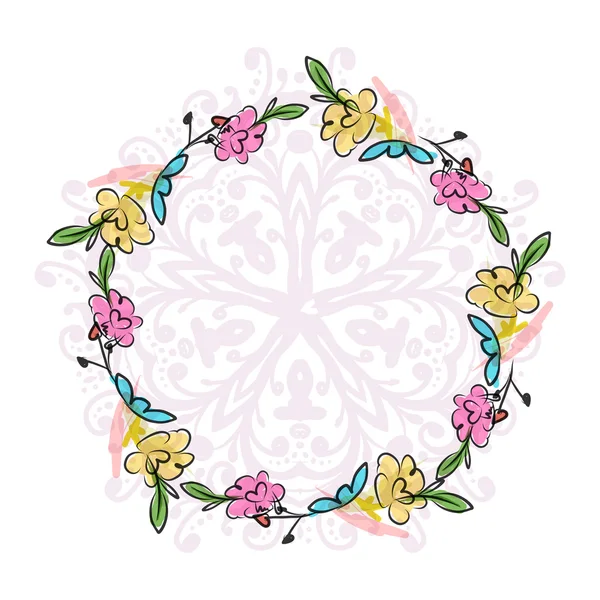 Floral wreath sketch for your design — Stock Vector