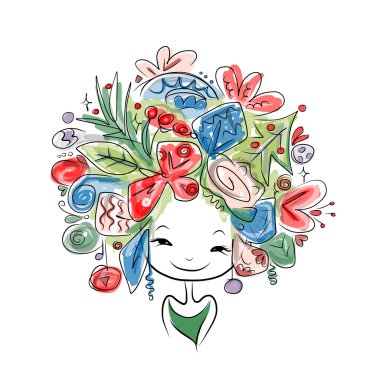 Kadın portre saç modeli için Noel karnaval ile