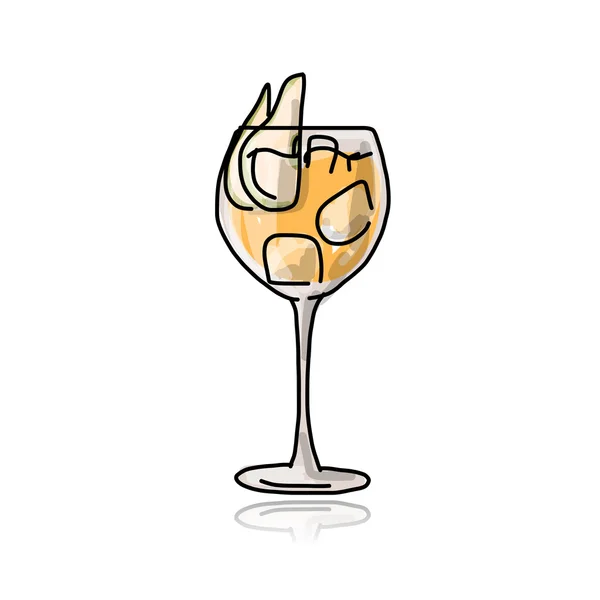 Cocktail à la poire, croquis pour votre design — Image vectorielle