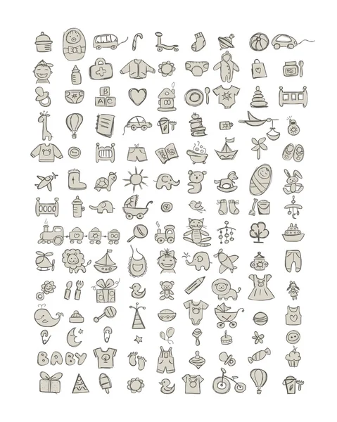 Set mit 126 Baby-Symbolen für Ihr Design — Stockvektor