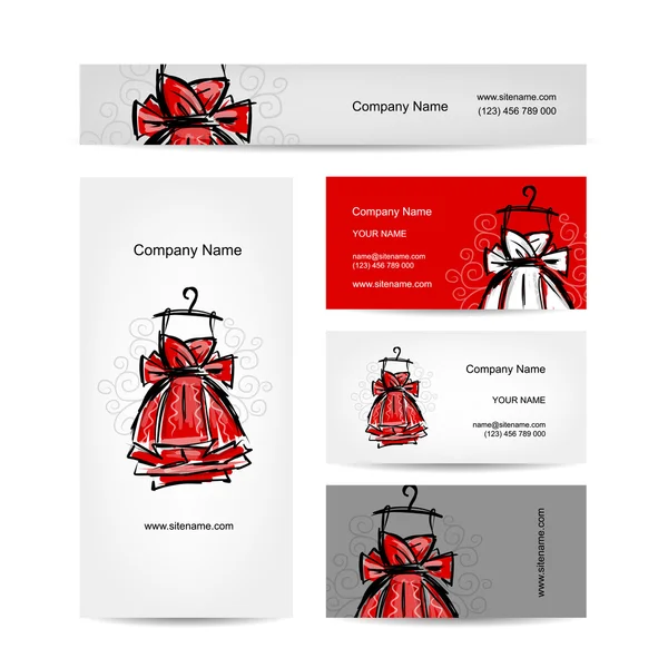 Diseño de tarjetas de visita, vestido rojo — Vector de stock