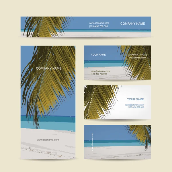 Design de cartões de visita, ilha tropical — Vetor de Stock