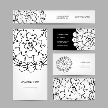 İş kartları koleksiyonu, soyut çiçek tasarım