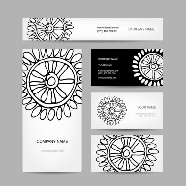 İş kartları koleksiyonu, soyut çiçek tasarım