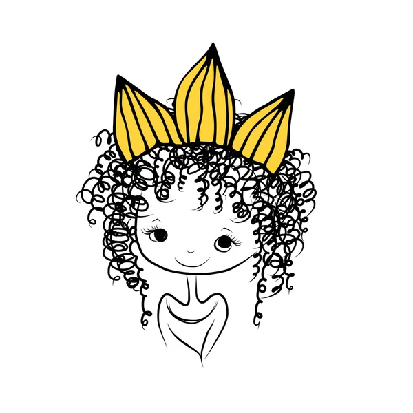 Meisjes prinses met kroon op hoofd voor uw ontwerp — Stockvector