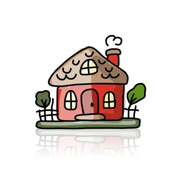 Icona della casa, schizzo per il vostro disegno — Vettoriale Stock