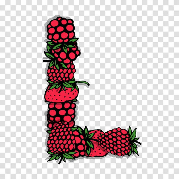 Litera L wykonany z czerwonej jagody, szkic do projektowania. — Wektor stockowy