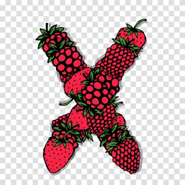 Mektup X kırmızı meyveler kroki tasarımınız için yapılır..