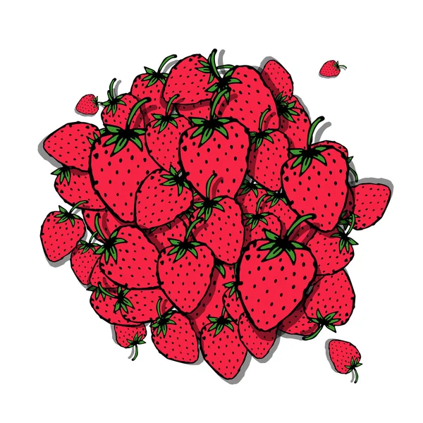 Strawberry frame, sketch for your design — Stock Vector