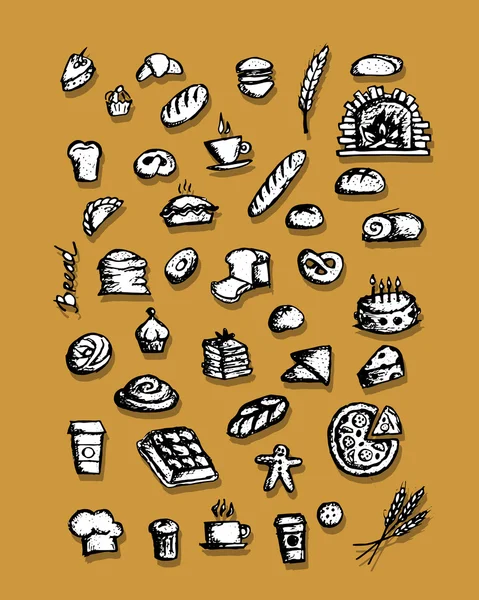 Bakery collection, sketch for your design — Stock Vector