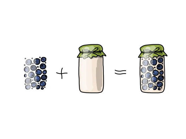 蓝莓果酱罐，为您设计素描 — 图库矢量图片