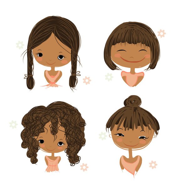 Симпатичная девушка улыбается, эскиз для вашего дизайна