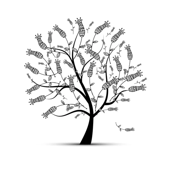 Арт-дерево красиво для вашего дизайна — стоковый вектор