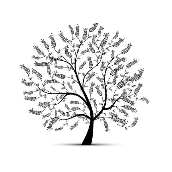 Arbre d'art beau pour votre conception — Image vectorielle