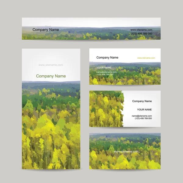 Visitkort design, hösten skogen bakgrund — Stock vektor