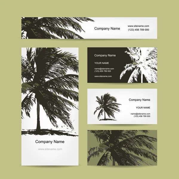 Design de cartões de visita com palmeira tropical — Vetor de Stock