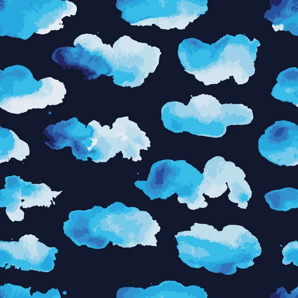 Watercolor clouds, seamless pattern for your design — Stock Vector