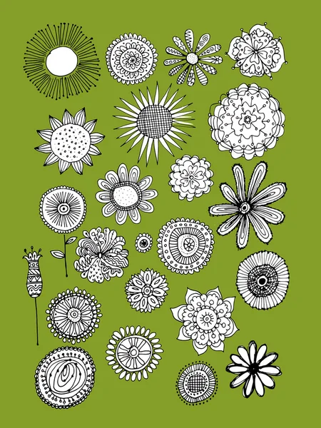 Colección de flores, boceto para su diseño — Vector de stock