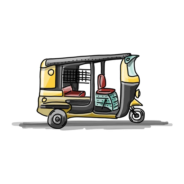 Coche taxi indio, boceto para su diseño — Vector de stock