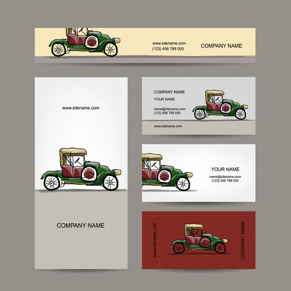 Diseño de tarjetas de visita, coche retro — Vector de stock