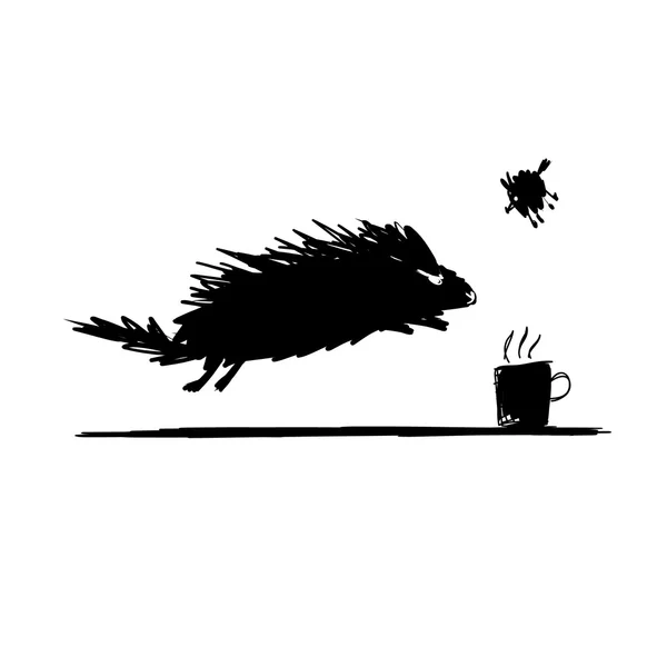 Divertido roedor silueta negra. Boceto para su diseño — Archivo Imágenes Vectoriales