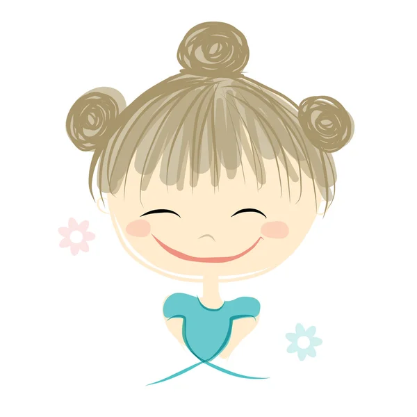 Cute girl smiling, sketch for your design — Stock Vector