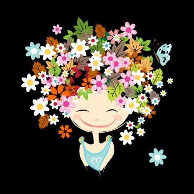Tasarımın için çiçek desenli bir kadın portresi.