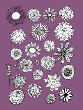 Çiçek koleksiyonu, tasarımınız için kroki