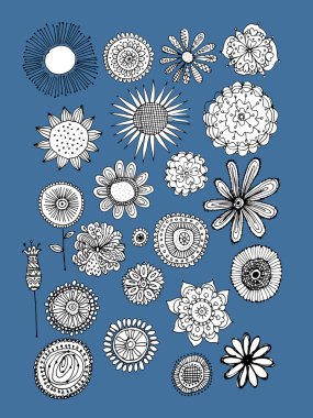 Çiçek koleksiyonu, tasarımınız için kroki