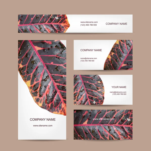ビジネス カードのデザイン、葉のテクスチャー — ストックベクタ