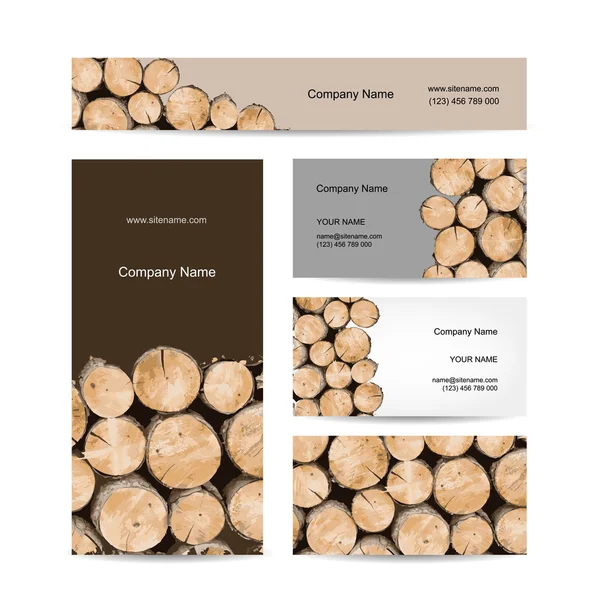 Business cards design, stack of wood — Stock Vector