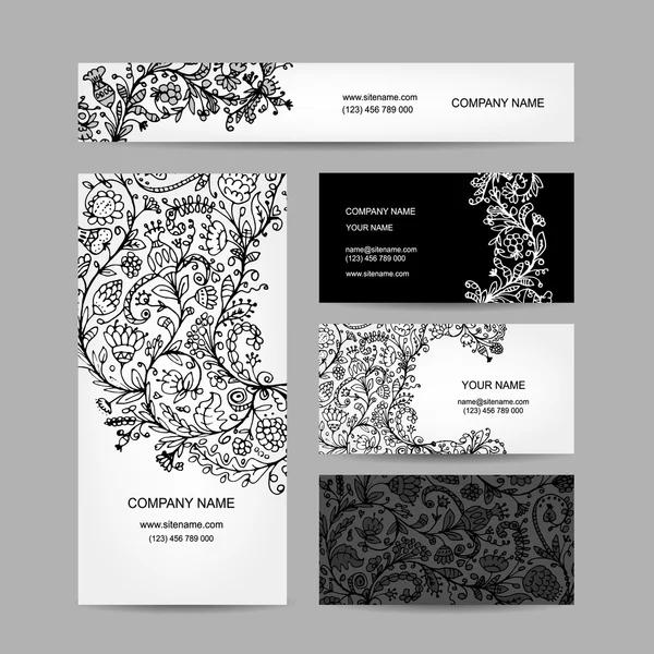 Επαγγελματικές κάρτες συλλογή, floral σχέδιο — Διανυσματικό Αρχείο