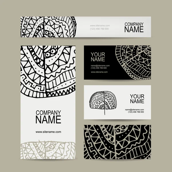 ビジネス カード コレクション、あなたのデザインのための民族の飾り — ストックベクタ