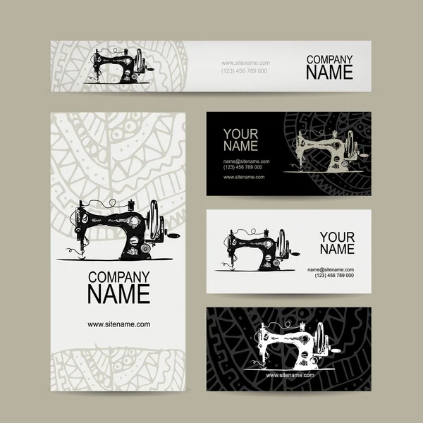 Design de cartões de visita, costura maschine esboço — Vetor de Stock