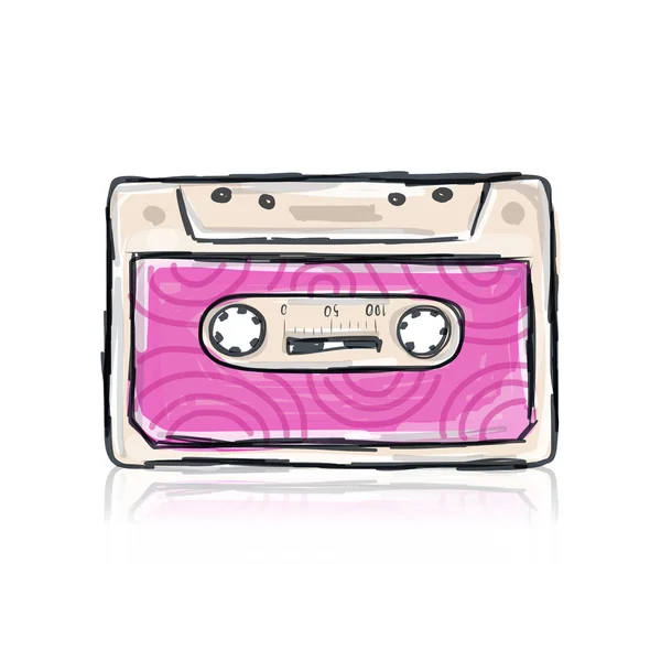 Retro cassette, schets voor uw ontwerp — Stockvector