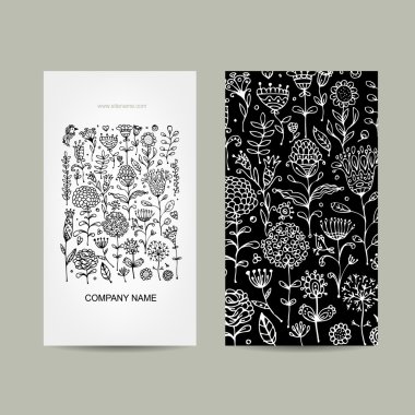 Vintage kartvizit, çiçek tasarım