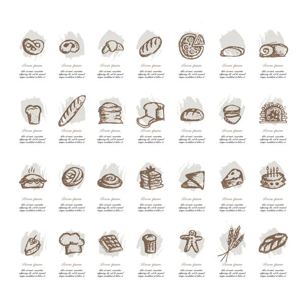 Bageri samling, skiss för din design — Stock vektor