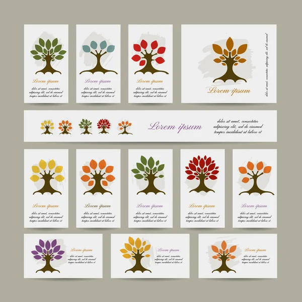 A design a szezon fák kártyákat — Stock Vector