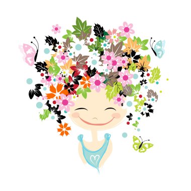 Tasarımın için çiçek desenli bir kadın portresi.