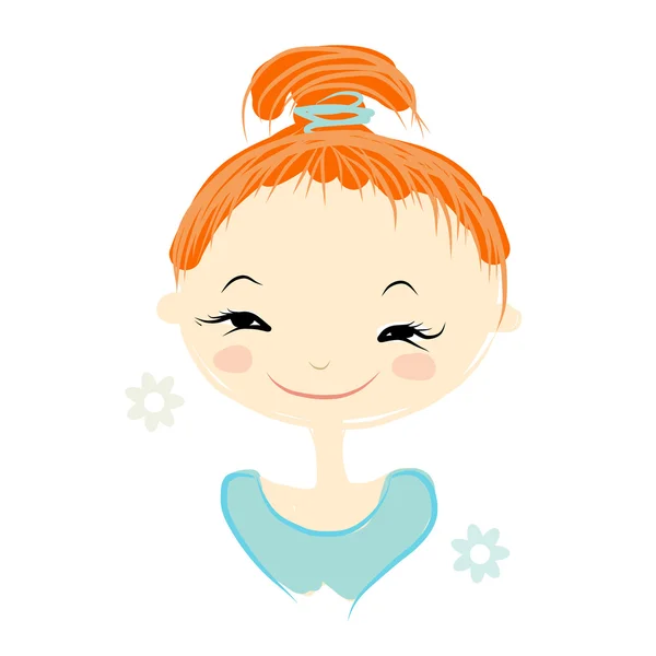 Roztomilá dívka se usmívá, skica pro váš design — Stockový vektor