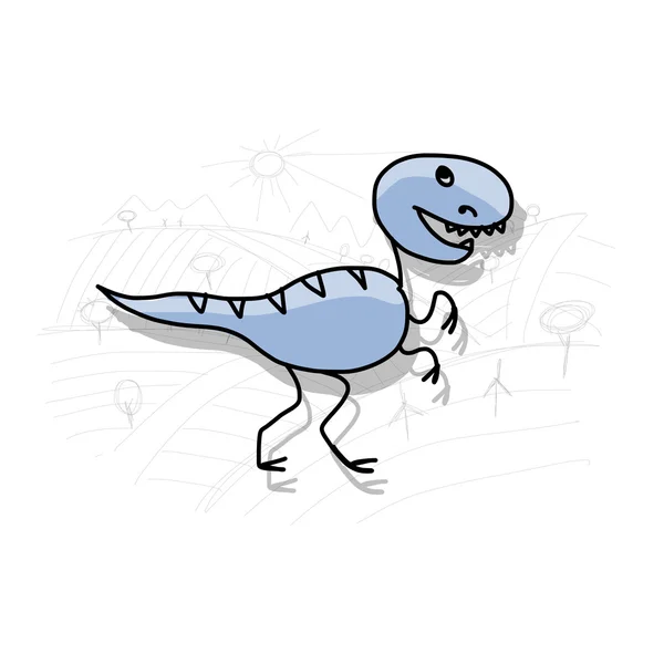 Dinosaur, funny sketch for your design — Stock Vector