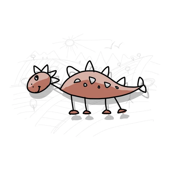 Dinosaurio, dibujo divertido para tu diseño — Archivo Imágenes Vectoriales