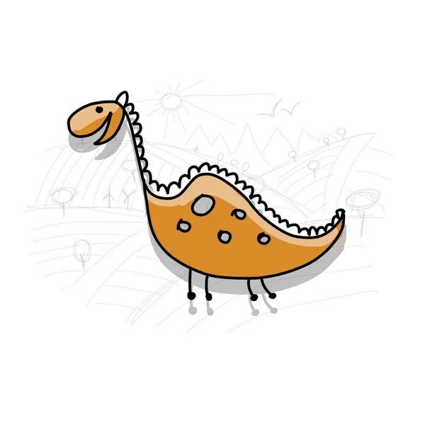 공룡, 디자인에 대 한 재미 있는 스케치 — 스톡 벡터