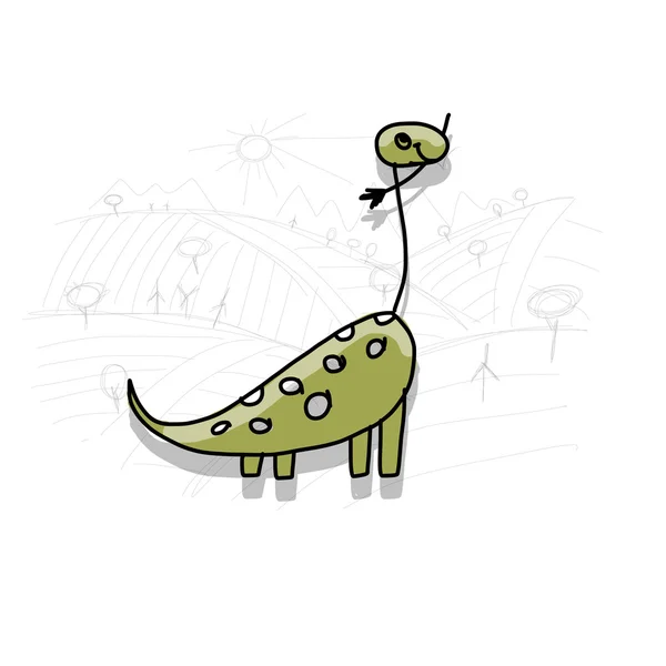 Dinosaurie, rolig sketch för din design — Stock vektor