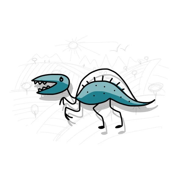Dinosaur, funny sketch for your design — Stock Vector